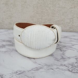 Vintage Exotic White Lizard Textured Leather Belt